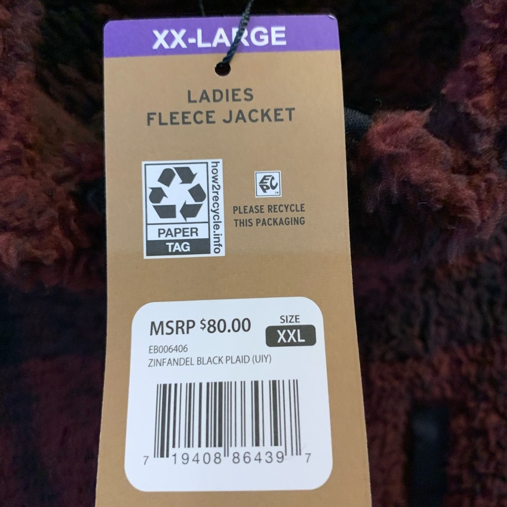 NWT Plaid Sherpa Zip-Up Jacket - Picture 3 of 8